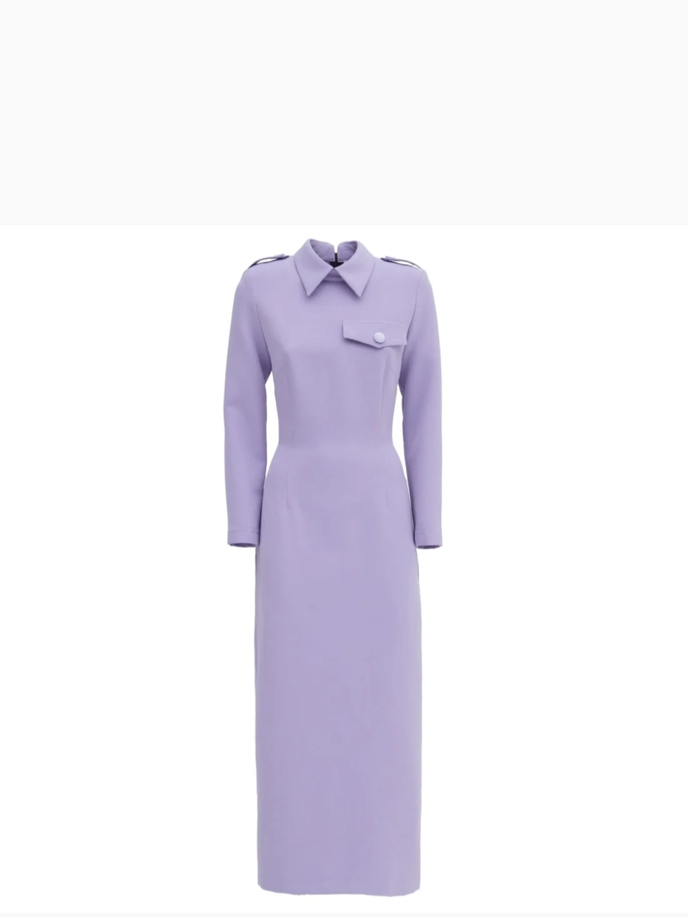 Lavender Long-Sleeve Maxi Dress with Structured Collar